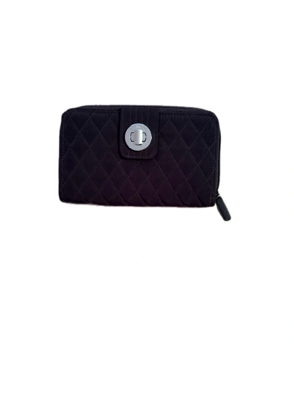 Vera Bradley Classic Black Turnlock Quilted Travel Wallet, RFID Protection